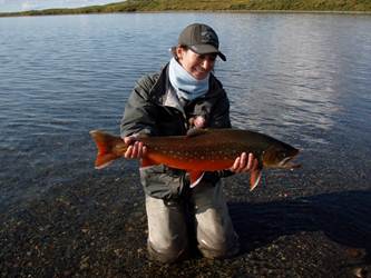 Char in spawning colors, Patricia Edel, Blue Fly B&B and Guide Service